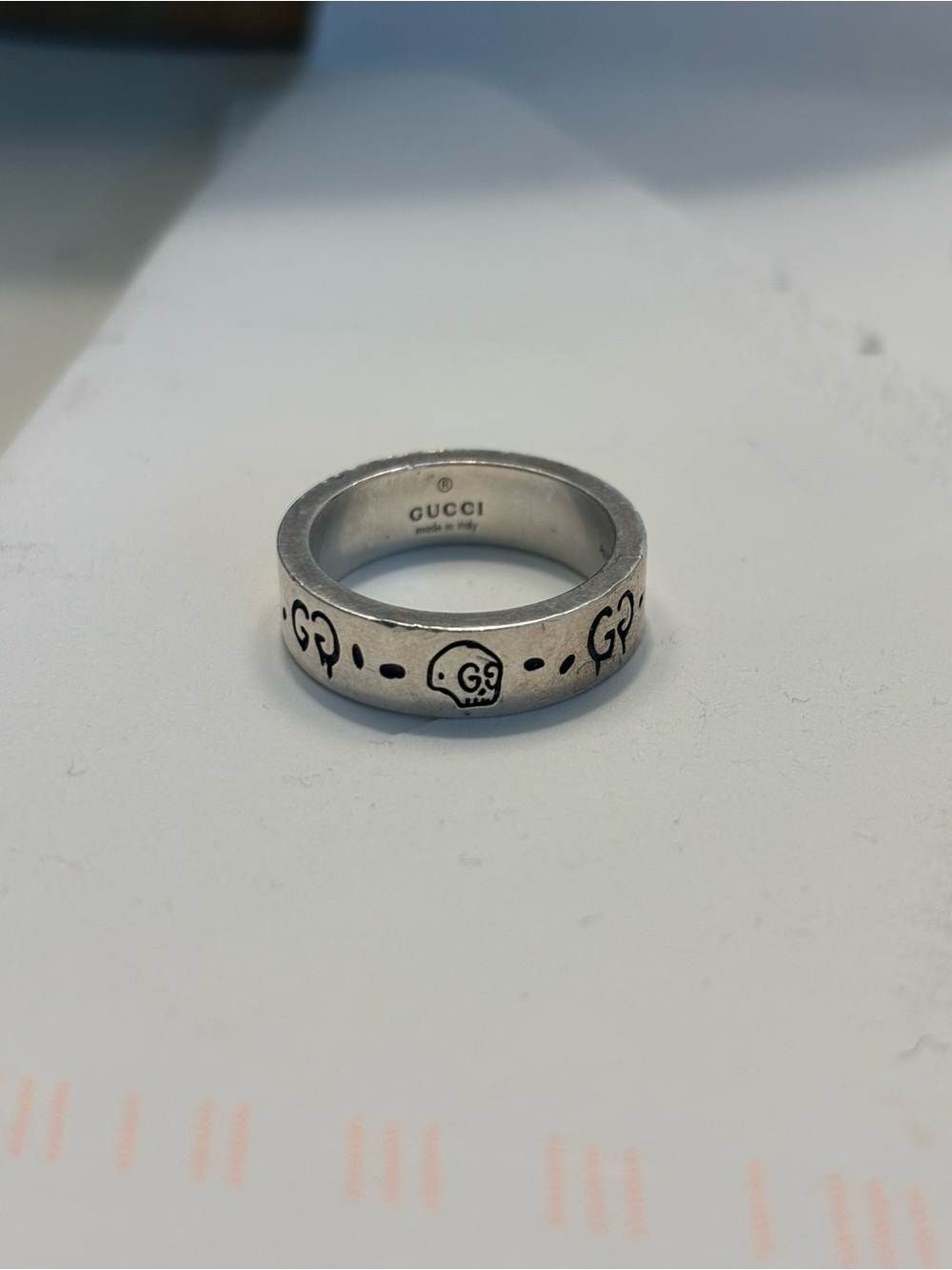 Gucci Ghost Ring Size 16 (US 8) with GG and Skull Motifs